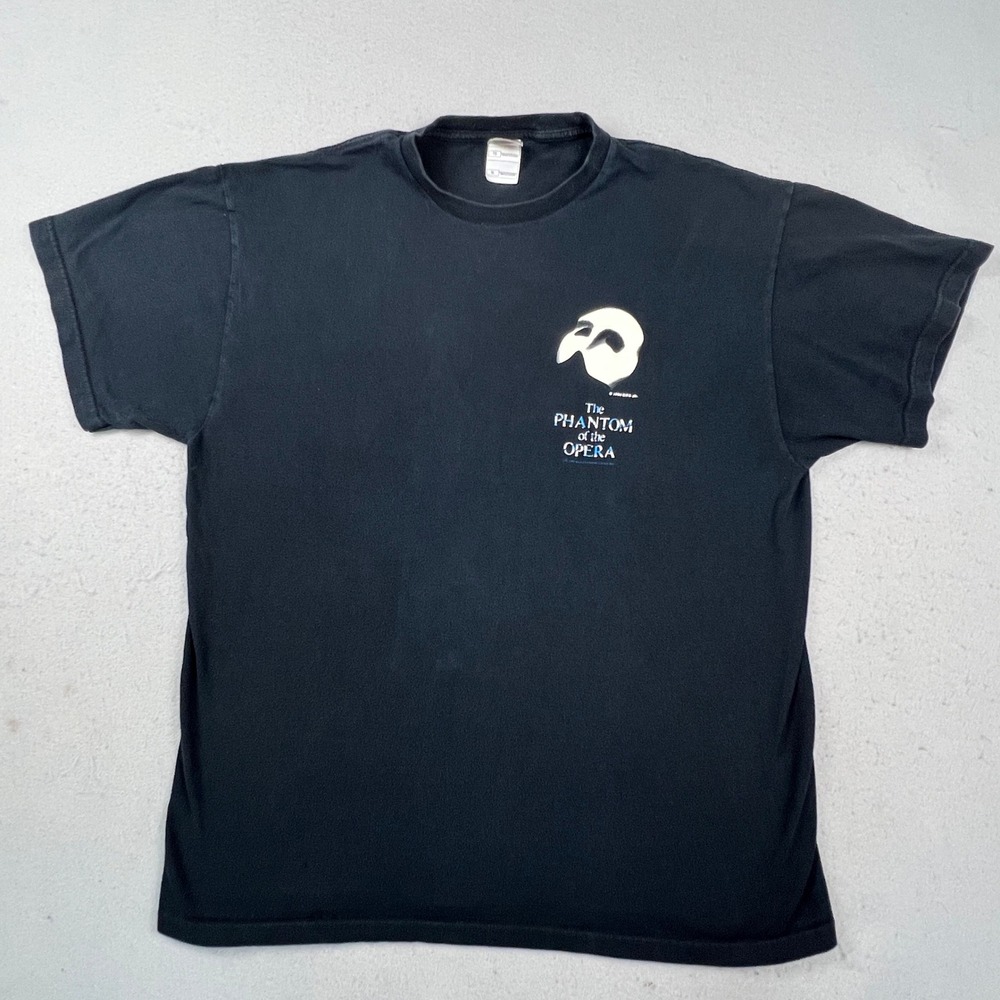 VTG 1986 Phantom of the Opera T-Shirt Mens XL Black Glow in Dark Mask Broadway